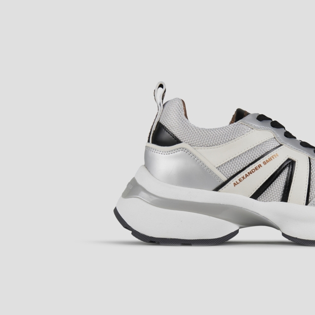 Sneakers Alexander Smith victoria donna in pelle e mesh argento con dettagli specchio - 2
