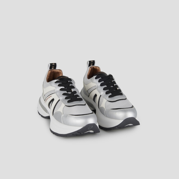 Sneakers Alexander Smith victoria donna in pelle e mesh argento con dettagli specchio - 3