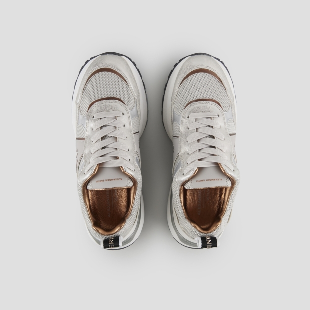 Sneakers Alexander Smith victoria donna in tessuto mesh e laminato polveroso grigio - 5