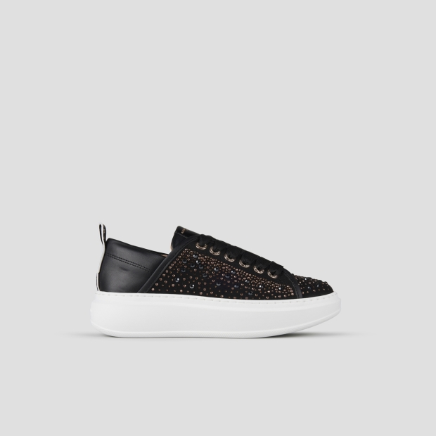 Sneakers Alexander Smith wembley donna in pelle nera e full strass - 1