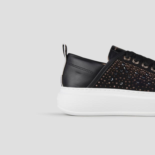 Sneakers Alexander Smith wembley donna in pelle nera e full strass - 2