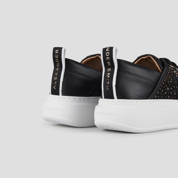 Sneakers Alexander Smith wembley donna in pelle nera e full strass - 4