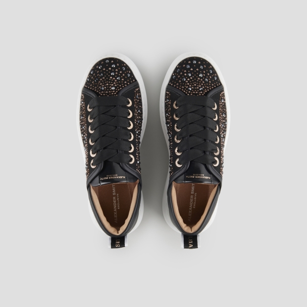 Sneakers Alexander Smith wembley donna in pelle nera e full strass - 5