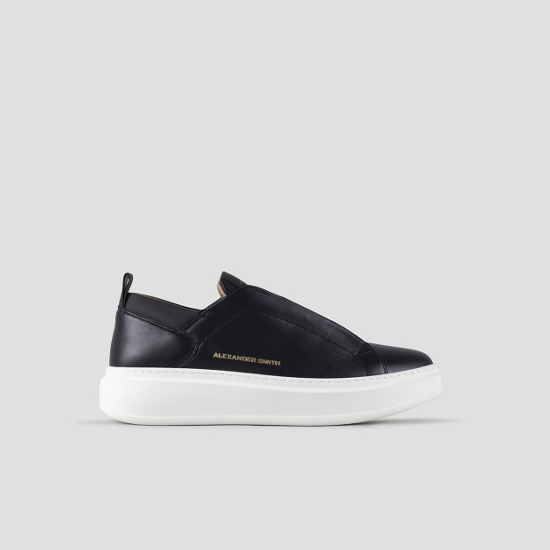 Sneakers Alexander Smith wembley slip-on uomo in morbida pelle nera - 1