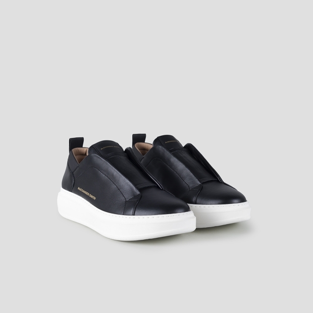 Sneakers Alexander Smith wembley slip-on uomo in morbida pelle nera - 3