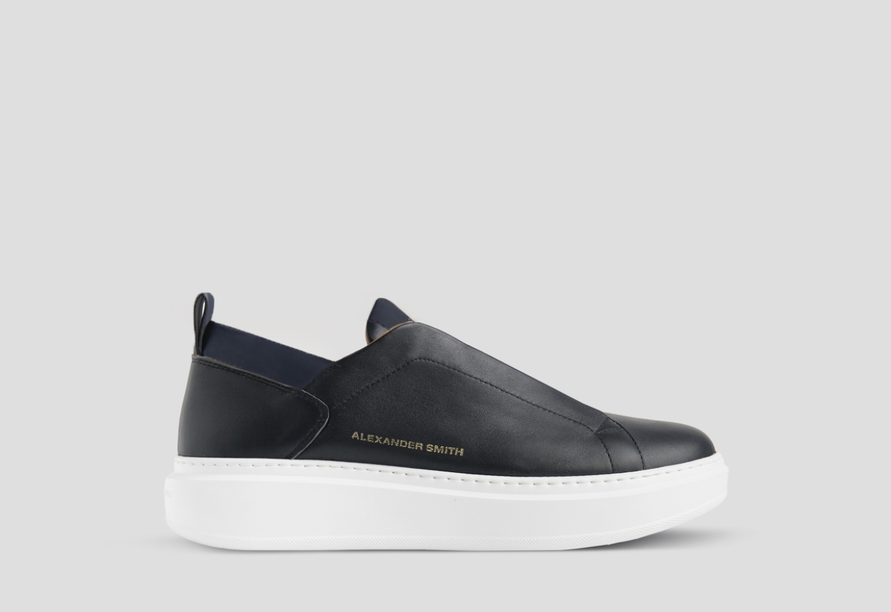 Sneakers Alexander Smith wembley slip-on uomo in morbida pelle blu - 1