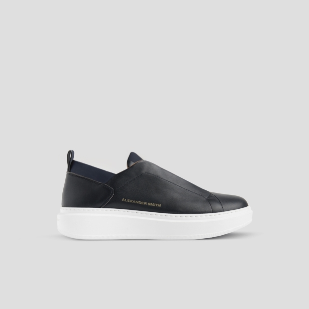 Sneakers Alexander Smith wembley slip-on uomo in morbida pelle blu - 1