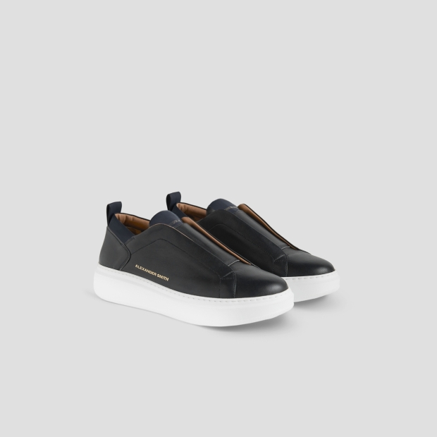Sneakers Alexander Smith wembley slip-on uomo in morbida pelle blu - 3