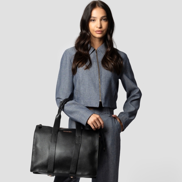 Sneakers Alexander Smith jane large borsa a mano con tracolla in pelle bottalata nera - 2