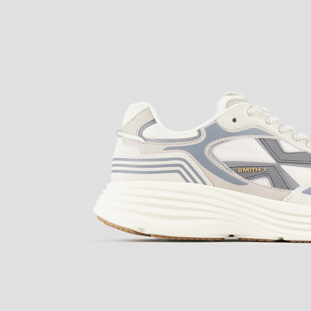 Sneakers Alexander Smith storm uomo in pelle e tessuto tecnico in bianco con dettagli grigi - 3