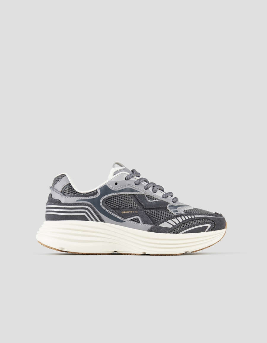 Sneakers Alexander Smith storm uomo in pelle grigia e tessuto tecnico grigio - 1