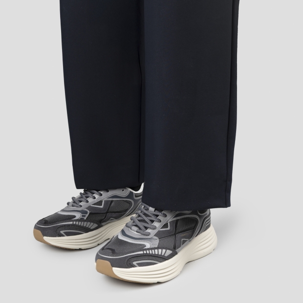 Sneakers Alexander Smith storm uomo in pelle grigia e tessuto tecnico grigio - 2