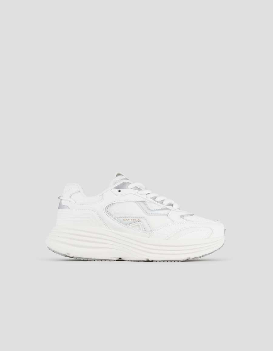 Sneakers Alexander Smith storm donna in pelle bianca e tessuto tecnico con dettagli iridescenti - 1