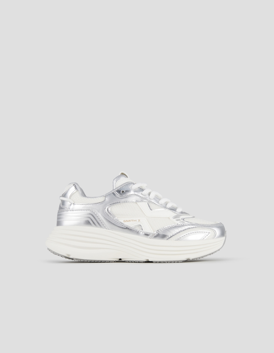 Sneakers Alexander Smith storm donna in pelle laminata argento e tessuto tecnico - 1