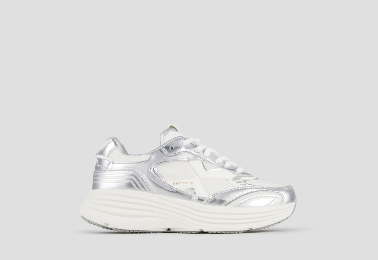 Sneakers Alexander Smith storm donna in pelle laminata argento e tessuto tecnico - 1