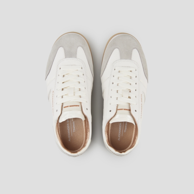 Sneakers Alexander Smith thames donna in pelle bianca e camoscio grigio - 5