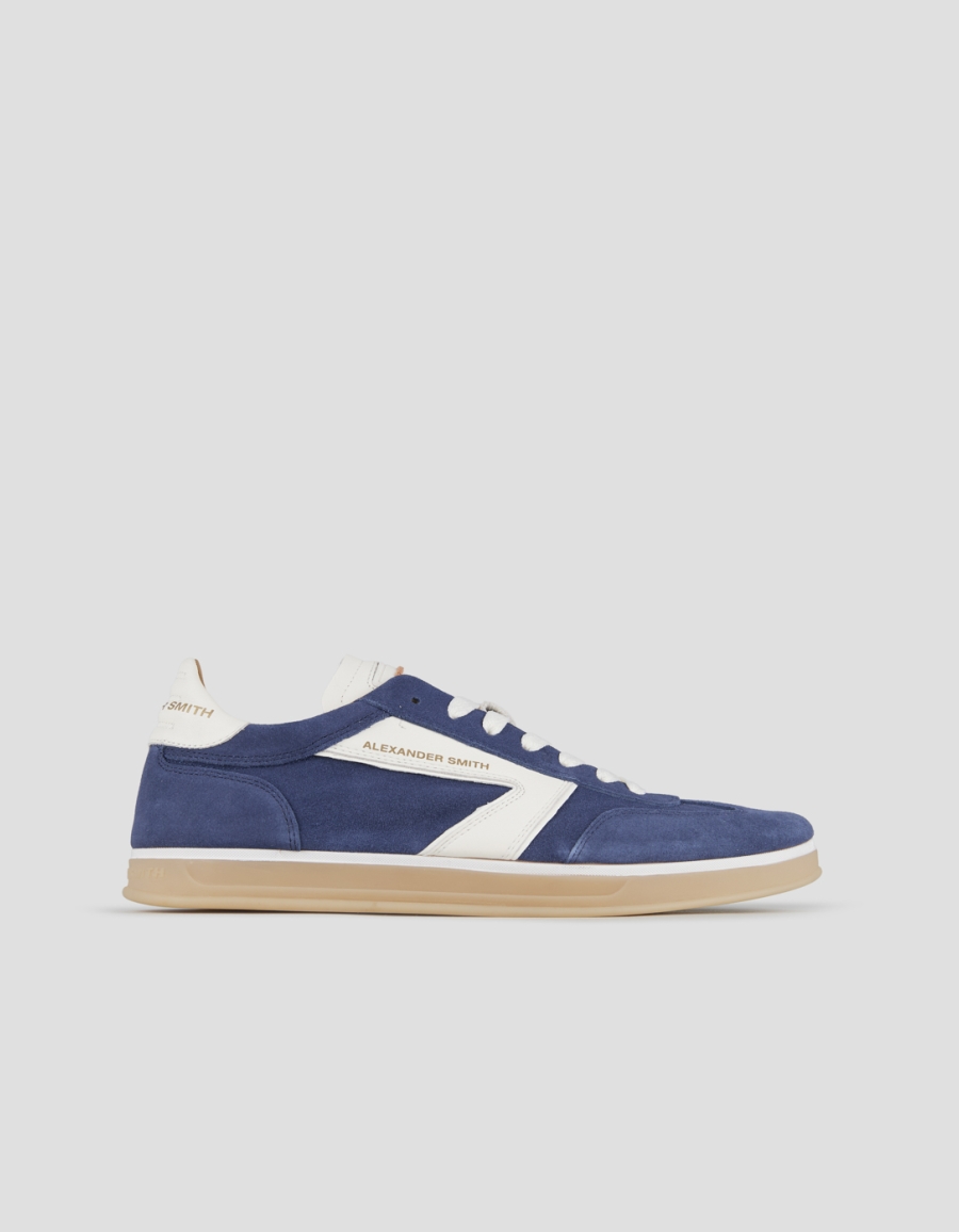 Sneakers Alexander Smith thames uomo in camoscio blu con logo bianco - 1
