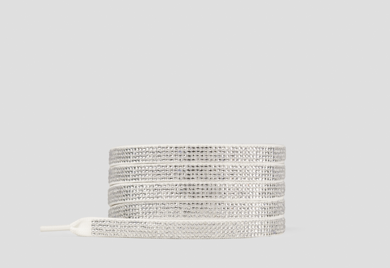 Sneakers Alexander Smith lacci donna full strass in bianco con strass oro - 1