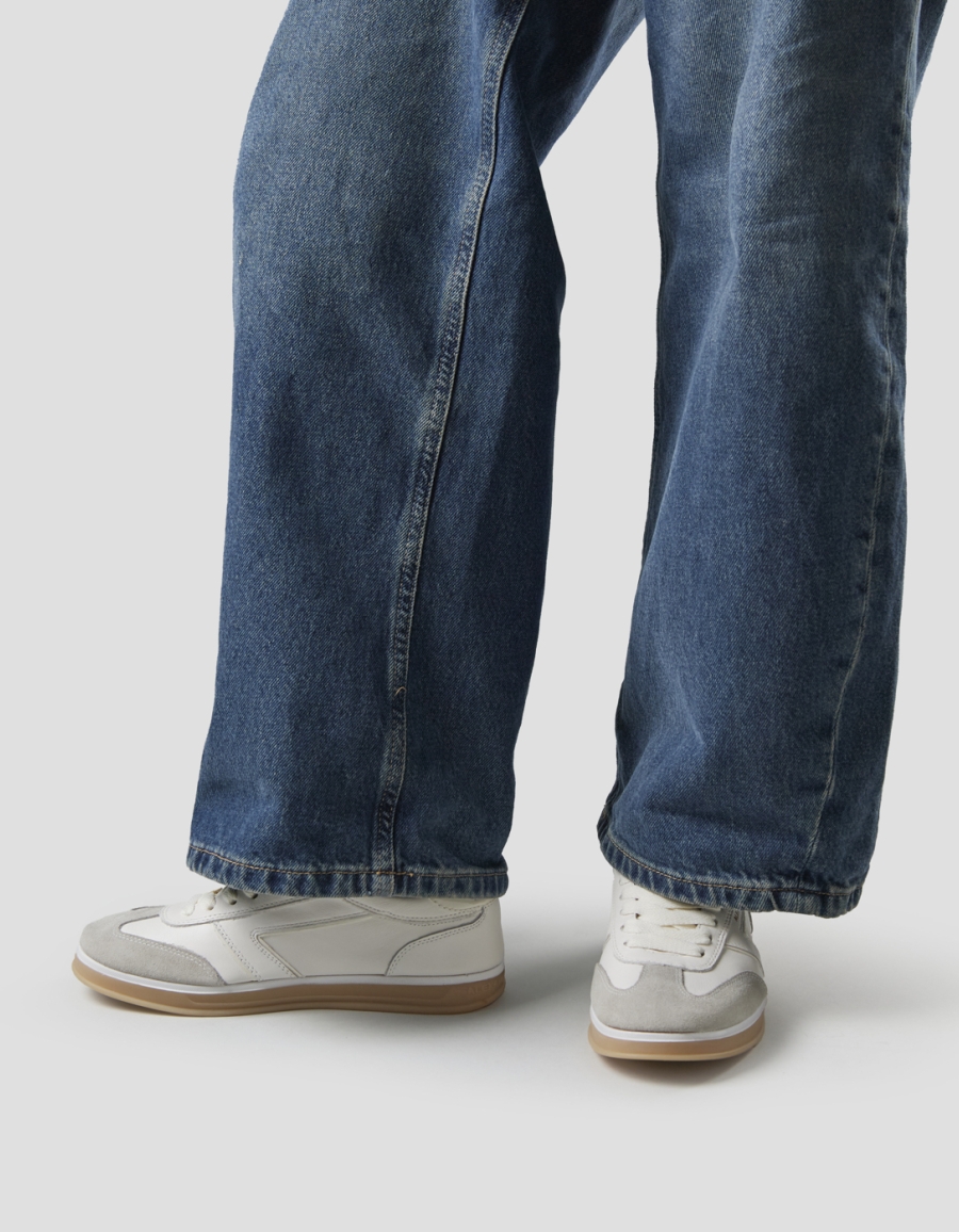 Sneakers Alexander Smith thames donna in pelle bianca e camoscio grigio - 2