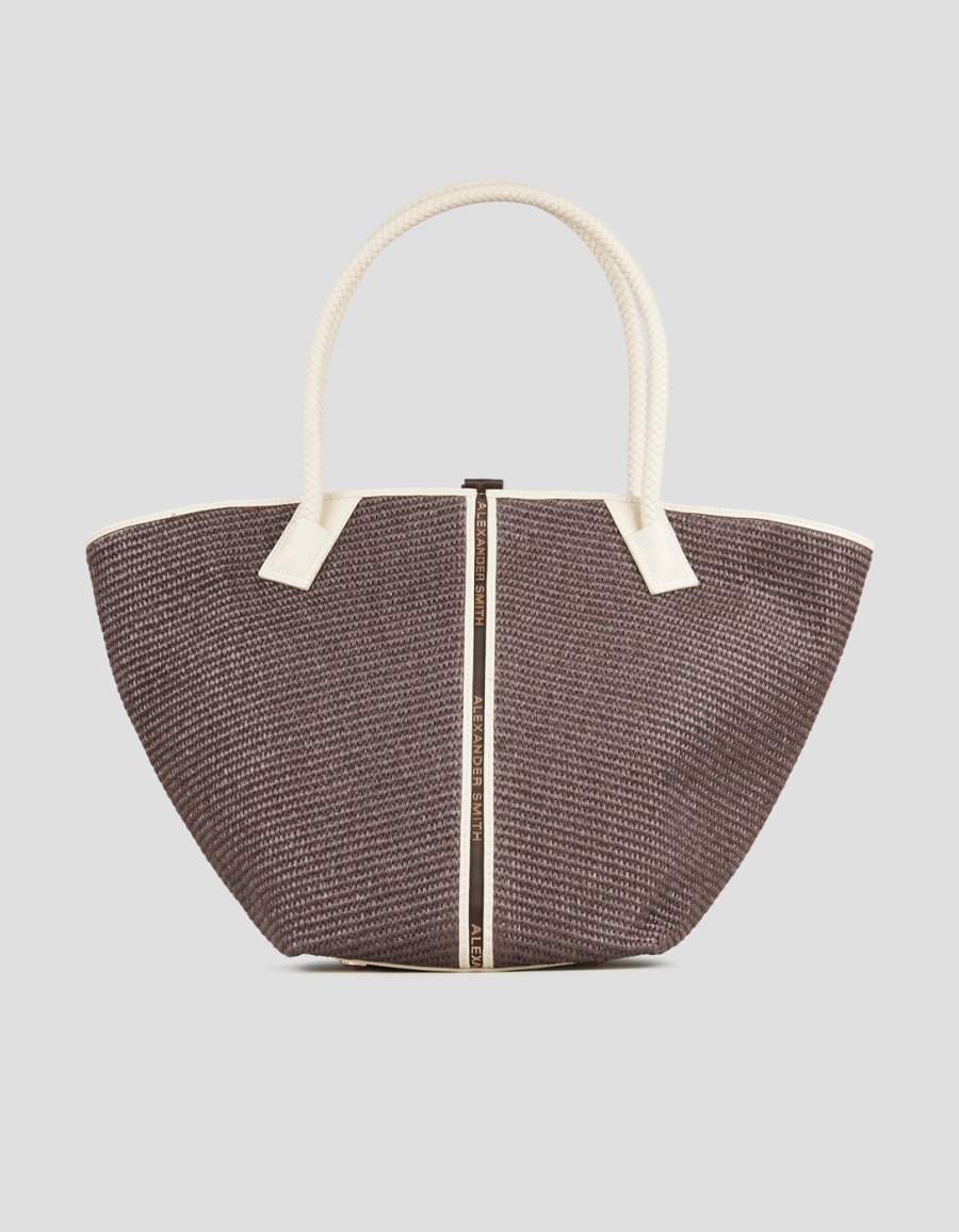 Sneakers Alexander Smith lauren large borsa a spalla in rafia marrone e manico intrecciato - 1