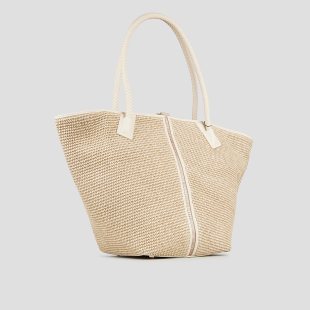 Sneakers Alexander Smith lauren large borsa a spalla in rafia beige e manico intrecciato - 2