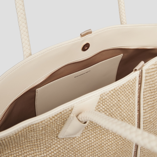 Sneakers Alexander Smith lauren large borsa a spalla in rafia beige e manico intrecciato - 4