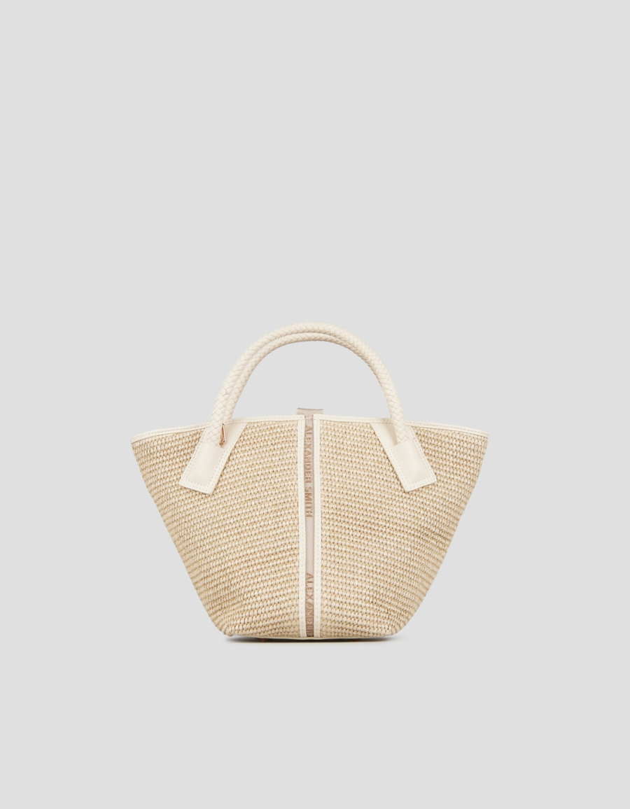 Sneakers Alexander Smith lauren small borsa a mano con tracolla in rafia beige e manico intrecciato crema - 1