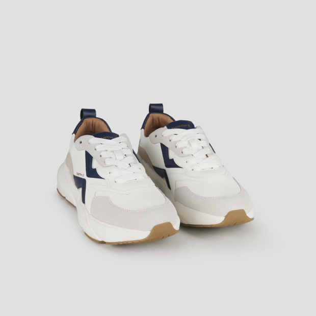 Sneakers Alexander Smith horizon uomo in bianco con inserti in suede e dettagli blu - 4