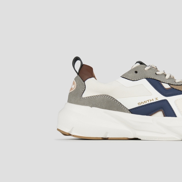 Sneakers Alexander Smith horizon uomo in bianco e grigio con inserti in suede e rip-stop - 3