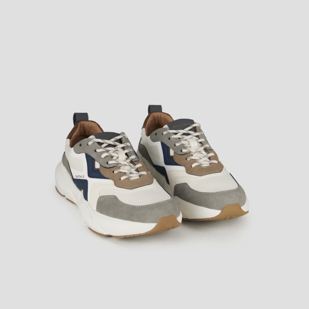Sneakers Alexander Smith horizon uomo in bianco e grigio con inserti in suede e rip-stop - 4