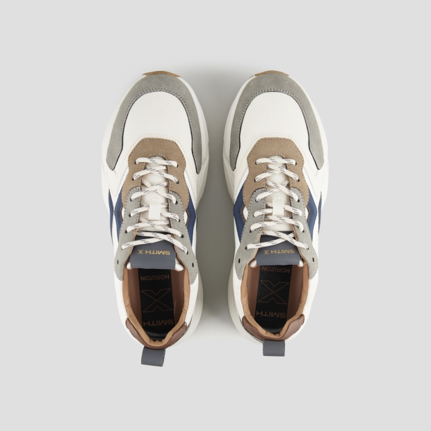 Sneakers Alexander Smith horizon uomo in bianco e grigio con inserti in suede e rip-stop - 6