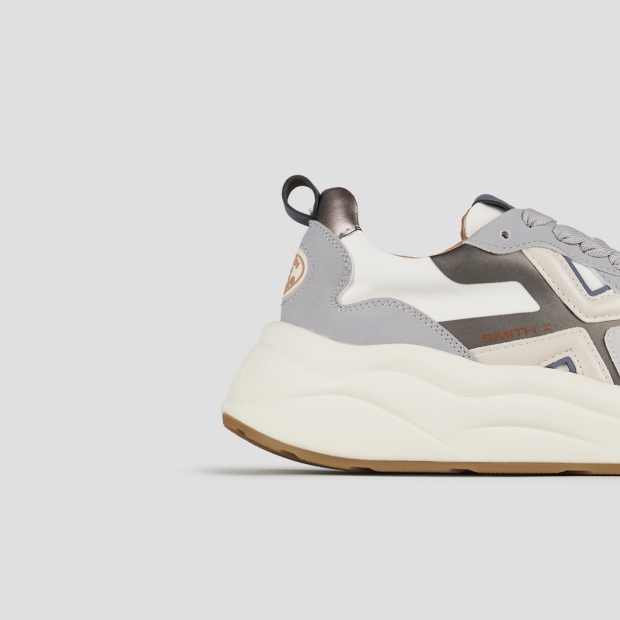 Sneakers Alexander Smith horizon donna in pelle bianca con dettagli in suede grigio - 3