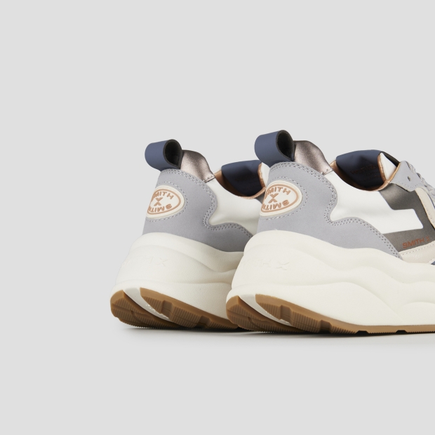 Sneakers Alexander Smith horizon donna in pelle bianca con dettagli in suede grigio - 5