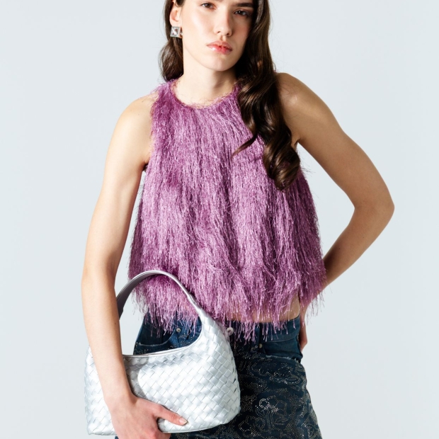 Sneakers Alexander Smith chloe small in pelle intrecciata laminata argento - 2