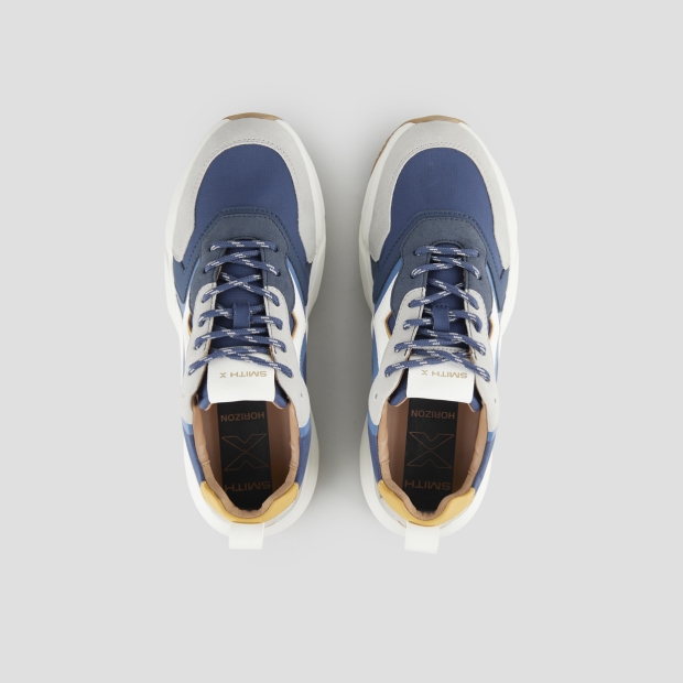 Sneakers Alexander Smith horizon uomo in blu con dettagli in suede grigio e inserti rip-stop - 6