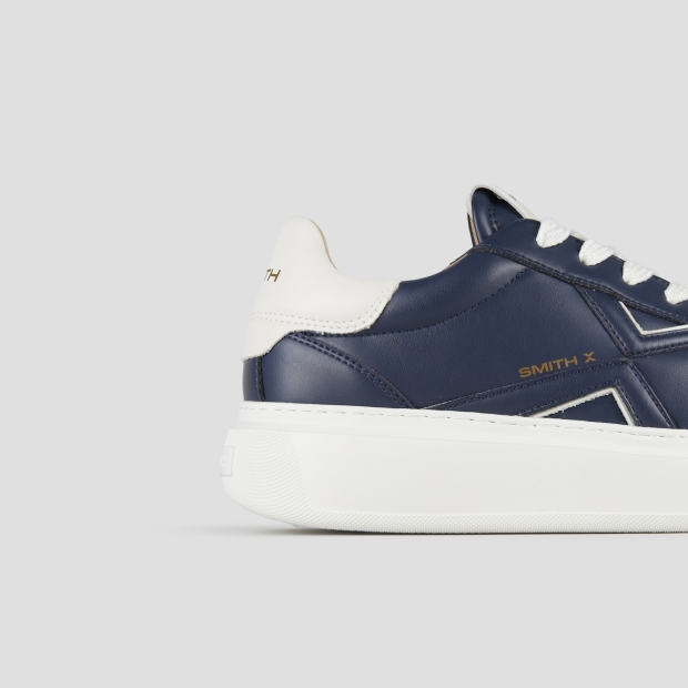 Sneakers Alexander Smith college uomo in pelle blu e tallone bianco - 3