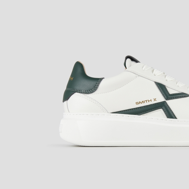 Sneakers Alexander Smith college uomo in pelle bianca e dettagli verdi - 3