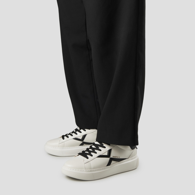 Sneakers Alexander Smith college uomo in pelle bianca, logo e tallone neri - 2