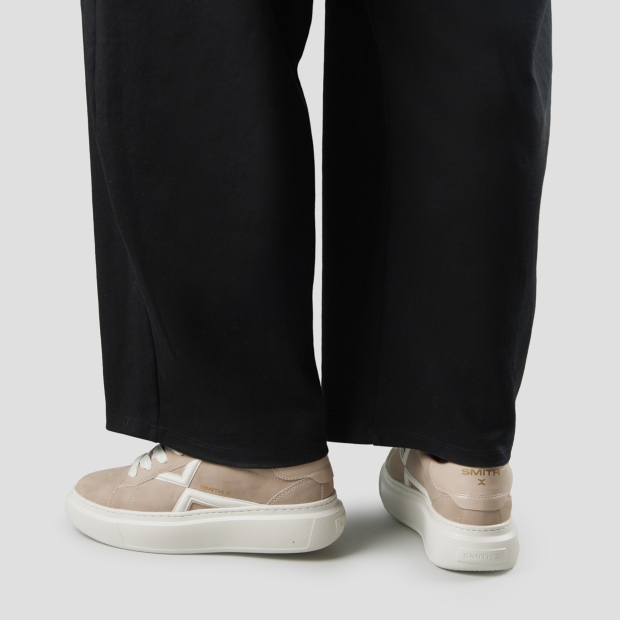 Sneakers Alexander Smith college donna in suede beige e logo bianco - 2