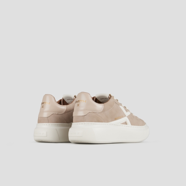 Sneakers Alexander Smith college donna in suede beige e logo bianco - 5