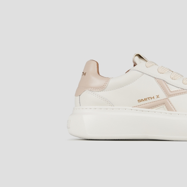 Sneakers Alexander Smith college donna in bianco con logo e tallone rosa - 3