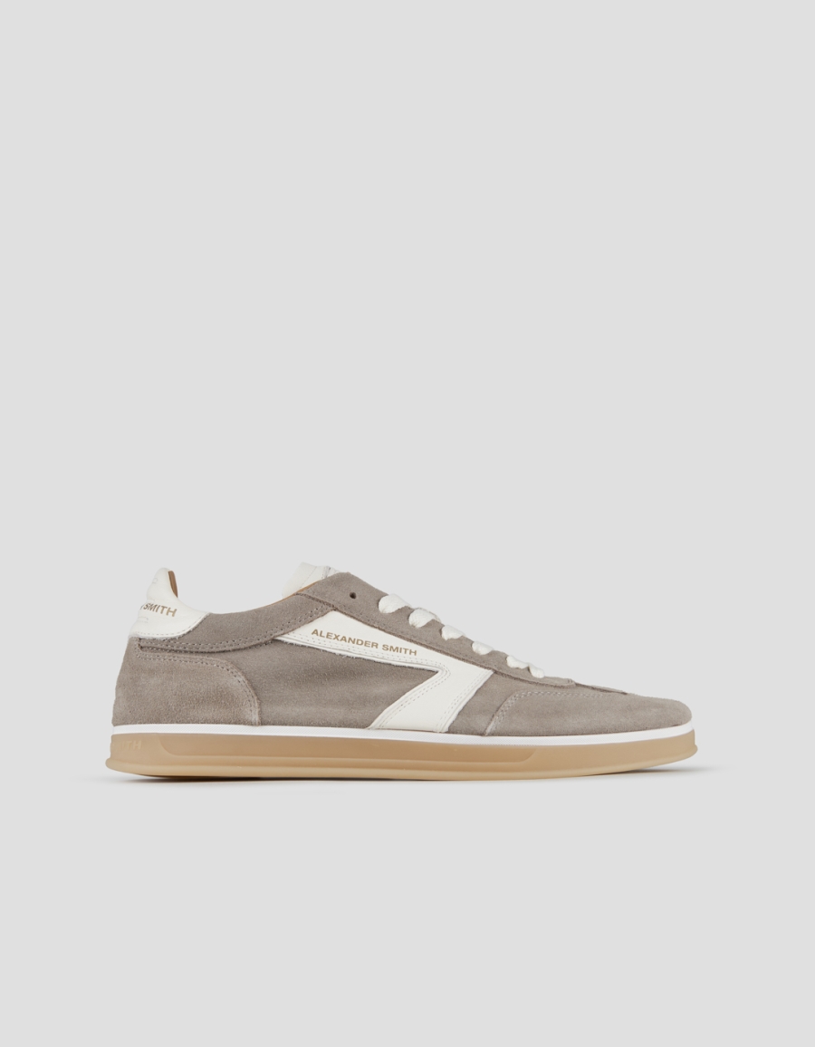 Sneakers Alexander Smith thames uomo in camoscio avorio scuro e logo bianco - 1