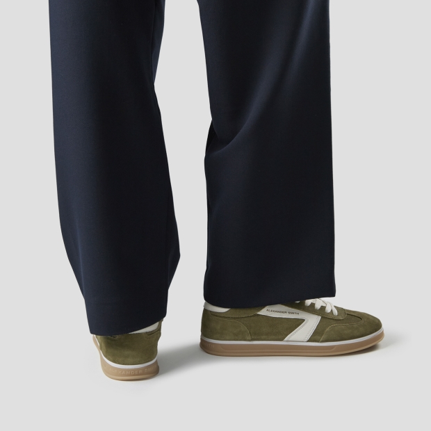 Sneakers Alexander Smith thames uomo in camoscio verde militare e logo bianco - 2