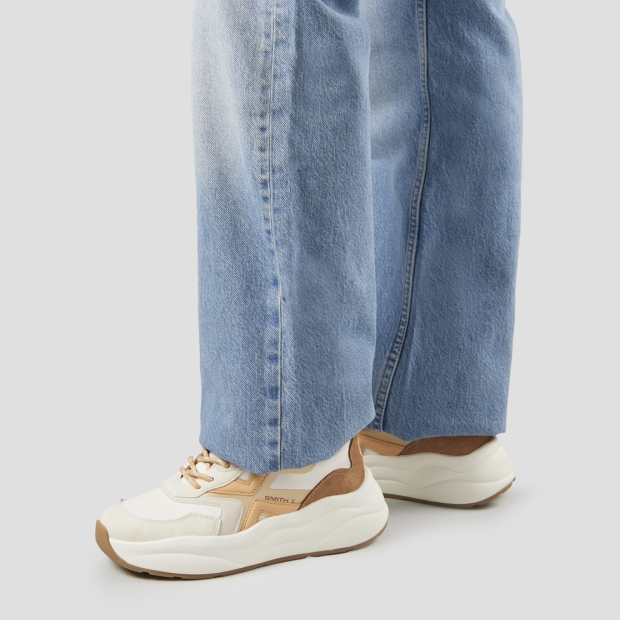 Sneakers Alexander Smith horizon donna in bianco con inserti in suede marrone - 2