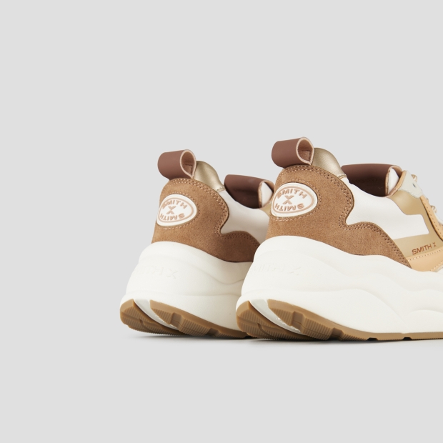 Sneakers Alexander Smith horizon donna in bianco con inserti in suede marrone - 5