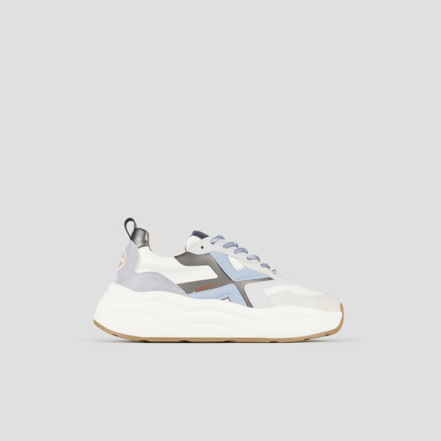 Sneakers Alexander Smith horizon donna in bianco con inserti in suede grigio - 1