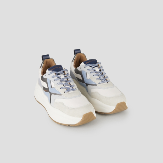 Sneakers Alexander Smith horizon donna in bianco con inserti in suede grigio - 4