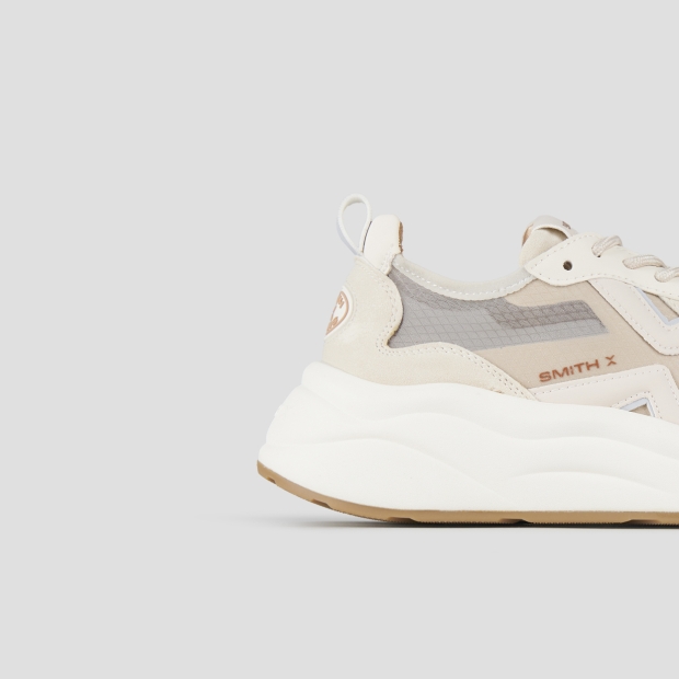 Sneakers Alexander Smith horizon donna in rip-stop semi-trasparente beige e dettagli in pelle - 3