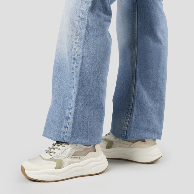 Sneakers Alexander Smith horizon donna in rip-stop semi-trasparente verde e dettagli beige - 2