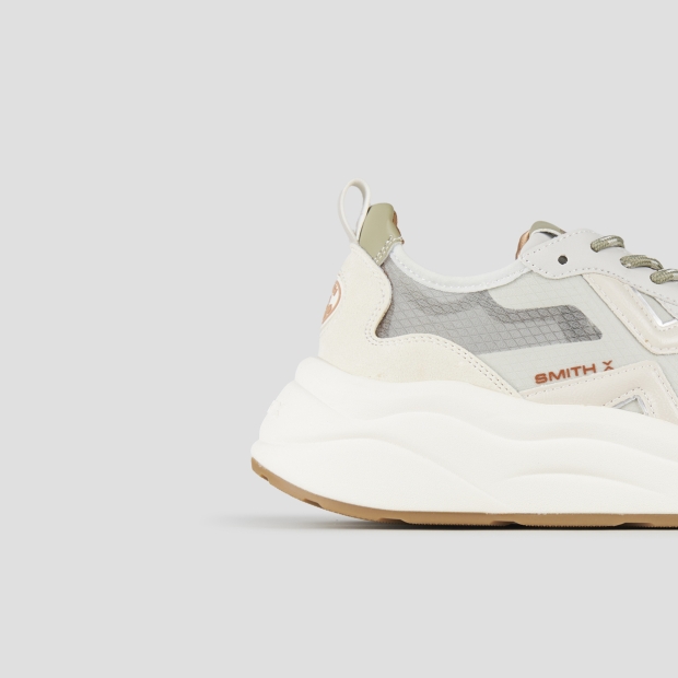 Sneakers Alexander Smith horizon donna in rip-stop semi-trasparente verde e dettagli beige - 3